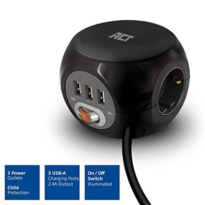 ACT AC2400 Stekkerdoos + USB-A - thumbnail