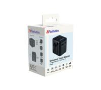Verbatim UTA-02 Worldwide Travel Adapter + USB-A & USB-C - thumbnail