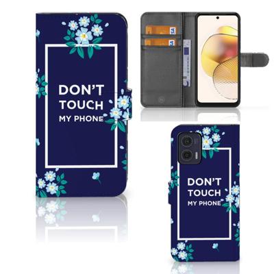 Motorola Moto G73 Portemonnee Hoesje Flowers Blue DTMP Motorola Moto G73 Portemonnee Hoesje Flowers Blue DTMP