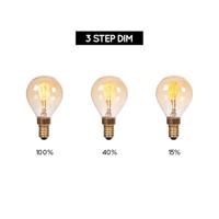 Lucide P45 - Filament lamp - Ø 4,5 cm - LED 3 StepDim (Memory) - E14 - 1x3W 2200K - Amber - thumbnail