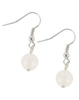 Oorbellen Jade Wit Bol (8 mm) - thumbnail