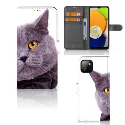 Samsung Galaxy A03 | Telefoonhoesje | Met pasjeshouder | Kat