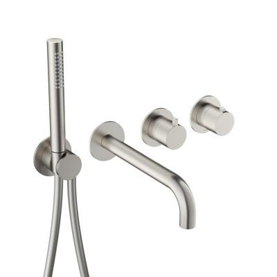 Afbouwdeel -Inbouw Bad thermostaat Hotbath Ace Met 2-Weg Stop-Omstel Met Uitloop Handdouche/ Doucheslang Geborsteld Nikkel