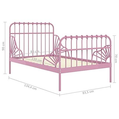 Bedframe verlengbaar metaal roze 80x130/200 cm
