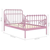 Bedframe verlengbaar metaal roze 80x130/200 cm - thumbnail