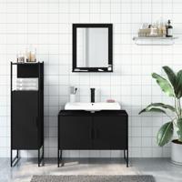 3-delige Badkamerkastenset bewerkt hout zwart - thumbnail