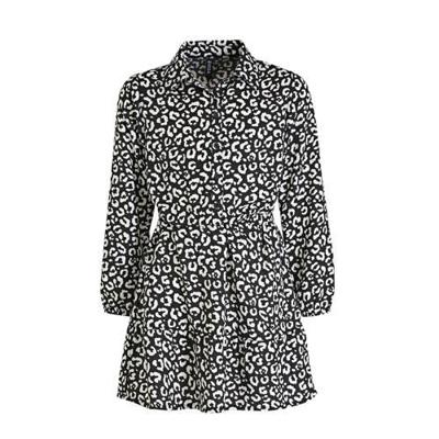Zigga blousejurk met panterprint zwart/wit Zigga blousejurk met panterprint zwart/wit