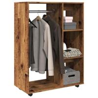 Kledingkast 80x40x110 cm bewerkt hout oud houtkleurig - thumbnail