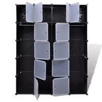 Kast modulair met 14 vakken 37x146x180,5 cm zwart en wit - thumbnail