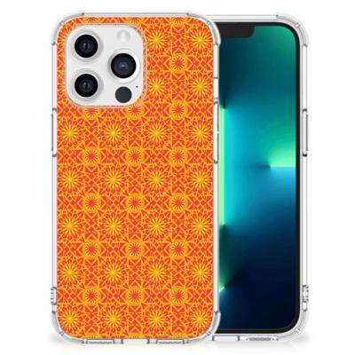 Apple iPhone 13 Pro Doorzichtige Silicone Hoesje Batik Oranje Apple iPhone 13 Pro Doorzichtige Silicone Hoesje Batik Oranje