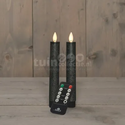 LED Dinerkaars Wax 18cm Antraciet 2st