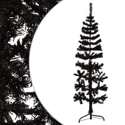 VidaXL Kunstkerstboom half met standaard smal 150 cm zwart VidaXL Kunstkerstboom half met standaard smal 150 cm zwart