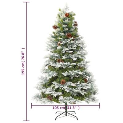 VidaXL Kerstboom met led en dennenappels 195 cm pvc en pe groen