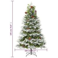 VidaXL Kerstboom met led en dennenappels 195 cm pvc en pe groen - thumbnail