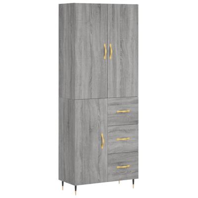 Hoge kast 69,5x34x180 cm bewerkt hout grijs sonoma eikenkleurig