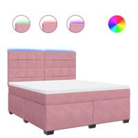 Boxspring met matras fluweel roze 180x200 cm - thumbnail