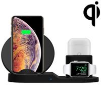 N30 3 in 1 snelle Wireless Charger houder voor Qi standaard Smartphones & iWatch & AirPods (zwart) - thumbnail