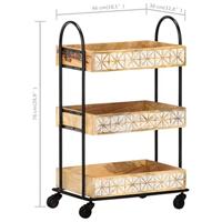 VidaXL Keukentrolley 3-laags 46x30x76 cm massief mangohout - thumbnail