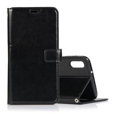 Crazy Horse textuur horizontale Flip lederen tas met houder & card slots & portemonnee & fotolijst voor Galaxy A10 (zwart)