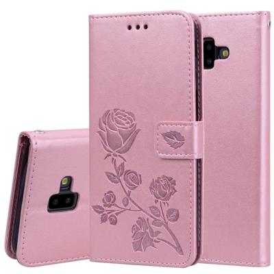 Rose reliëf horizontaal flip PU lederen Case voor Samsung Galaxy J6 Plus, met houder & kaartsleuven & portemonnee (Rose goud)
