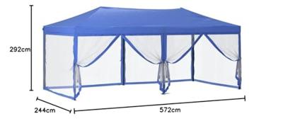 Partytent inklapbaar met zijwanden 3x6 m blauw