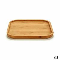 Snackdienblad Vierkant Bruin Bamboe 20 x 1,5 x 20 cm (12 Stuks) - thumbnail