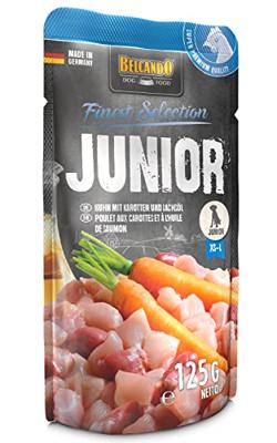 Belcando Junior [12 x 125g kip met wortel] | nat voer voor honden | compleet voer in interne portiezak voor honden