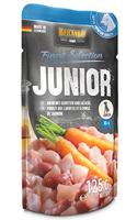 Belcando Junior [12 x 125g kip met wortel] | nat voer voor honden | compleet voer in interne portiezak voor honden - thumbnail