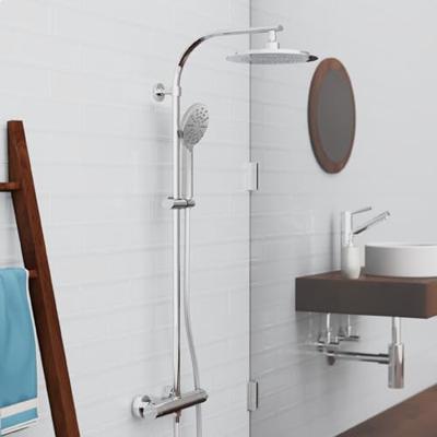 MADURA FRESH hoofddouche set met thermostatische mengkraan, chroom grote hoofddouche ca. Ø 24 cm moderne handdouche met 3 selecteerbare jets handdouche met drukknop voor het kiezen van een ander