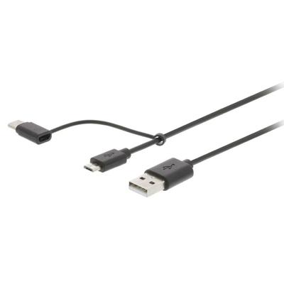 Nedis 2-in-1-Kabel | USB-A Male | USB Micro-B Male / USB-C Male | 1 m | 1 stuks - CCGB60610BK10 CCGB60610BK10