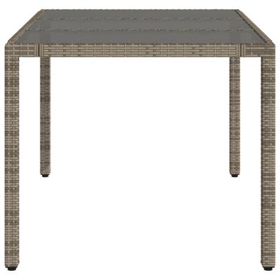 Tuintafel met glazen blad 150x90x75 cm poly rattan grijs - thumbnail