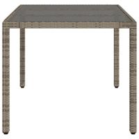 Tuintafel met glazen blad 150x90x75 cm poly rattan grijs - thumbnail
