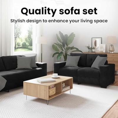 Bankstel 3 pcs Zwart 221 x 80 x 80 cm Fluweel