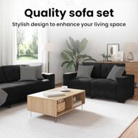 Bankstel 3 pcs Zwart 221 x 80 x 80 cm Fluweel - thumbnail