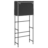 VidaXL Opbergrek voor boven wasmachine 2-laags 71x29,5x170,5 cm zwart - thumbnail