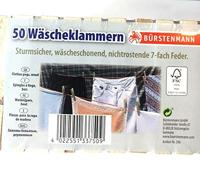 Bursrenmann Wasknijpers Hout 7cm 50 Stuks - thumbnail