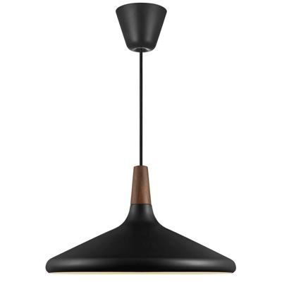 Hanglamp zwart hout &apos;Nori 39&apos; E27 fitting 390mm DFTP