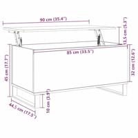 Salontafel 90x44,5x45 cm bewerkt hout betongrijs - thumbnail