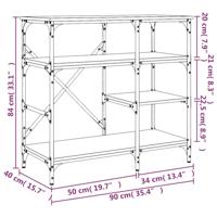 VidaXL Bakkersrek 90x40x84 cm bewerkt hout en metaal gerookt eiken - thumbnail