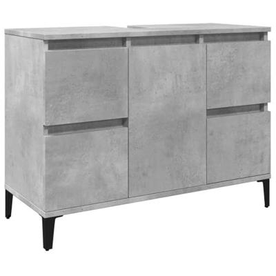 3-delige Badkamermeubelset bewerkt hout betongrijs