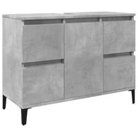 3-delige Badkamermeubelset bewerkt hout betongrijs - thumbnail