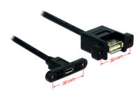 Delock 85109 USB-kabel USB 2.0 USB-micro-B bus, USB-A bus 0.25 m Zwart - thumbnail