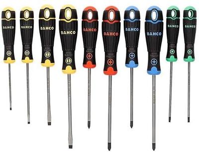 Bahco schroevendraaierset | gekleurd | 10-delig | gleuf, ph1. ph2, pz1, pz2, t15, t20 - b219.010rb