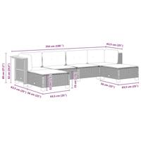 6-delige Loungeset met kussens poly rattan zwart - thumbnail