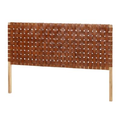 Kave Home Hoofdbord 'Calixta' Teakhout en Leer, 153 x 110cm Kave Home Hoofdbord 'Calixta' Teakhout en Leer, 153 x 110cm