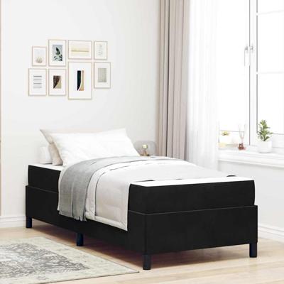 Bedframe met matras Zwart en Wit en Zwart 100 x 200 cm Fluweel