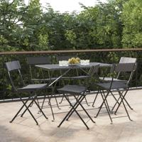 Bistrostoelen 6 st inklapbaar poly rattan en staal zwart - thumbnail