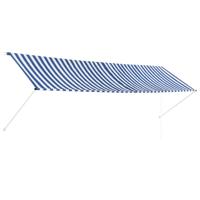 Luifel uittrekbaar 400x150 cm blauw en wit - thumbnail