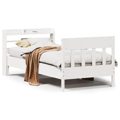 Bedframe zonder matras massief grenenhout wit 75x190 cm - thumbnail