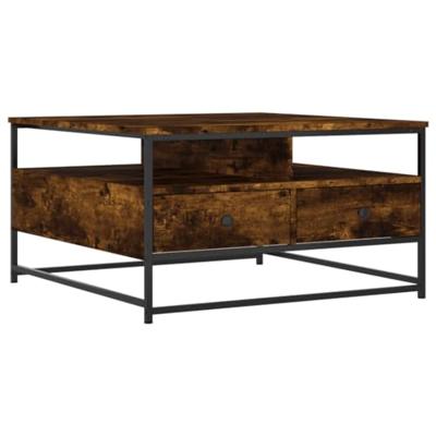 Salontafel 80x80x45 cm bewerkt hout gerookt eikenkleurig
